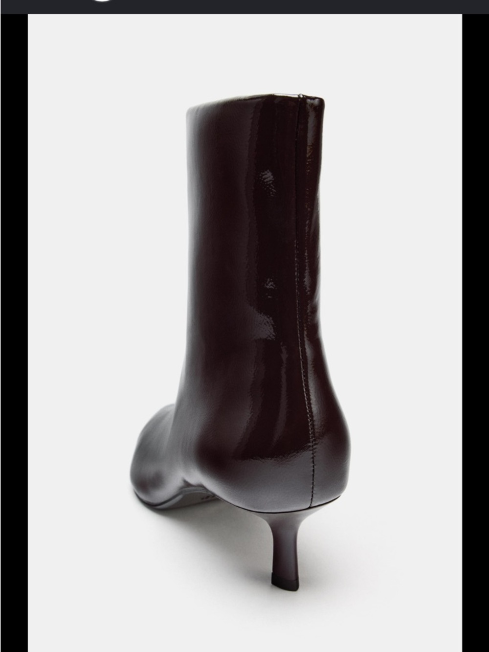 ZARA Burgundy Patent Kitten Heel Ankle Boots Pointed Toe EU 39 - Picture 4 of 14
